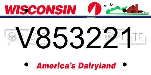 V853221 Wisconsin License Plate
