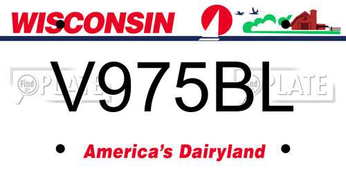 V975BL Wisconsin License Plate