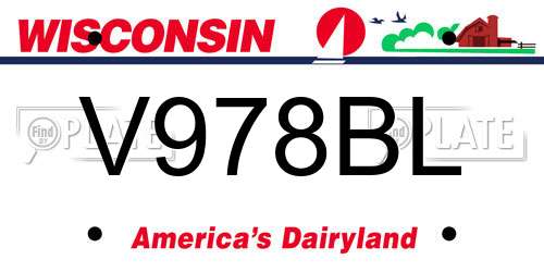V978BL Wisconsin License Plate
