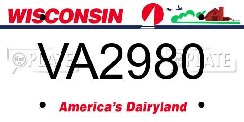 VA2980 Wisconsin License Plate