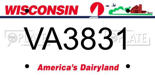 VA3831 Wisconsin License Plate