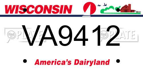 VA9412 Wisconsin License Plate