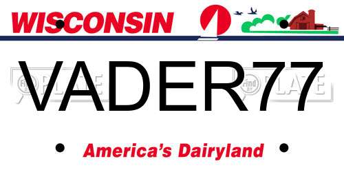VADER77 Wisconsin License Plate
