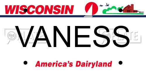 VANESS Wisconsin License Plate