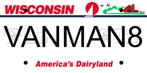 VANMAN8 Wisconsin License Plate