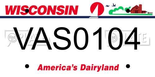VAS0104 Wisconsin License Plate