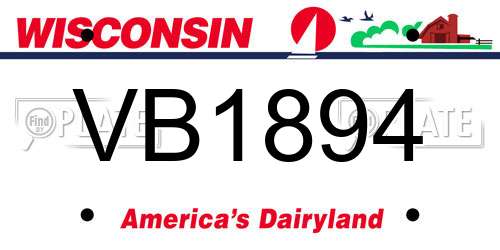 VB1894 Wisconsin License Plate