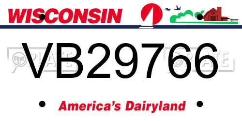 VB29766 Wisconsin License Plate