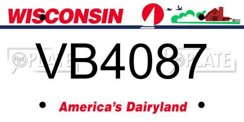 VB4087 Wisconsin License Plate