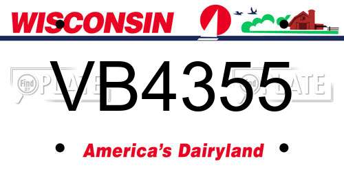 VB4355 Wisconsin License Plate