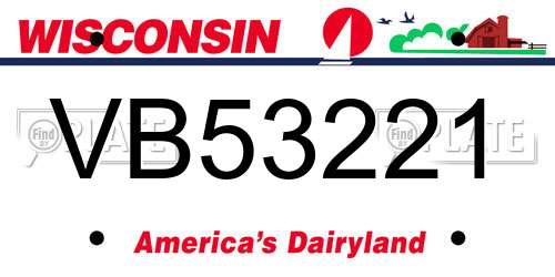 VB53221 Wisconsin License Plate