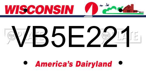 VB5E221 Wisconsin License Plate