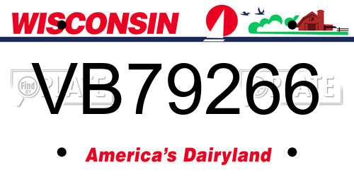 VB79266 Wisconsin License Plate