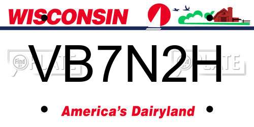 VB7N2H Wisconsin License Plate