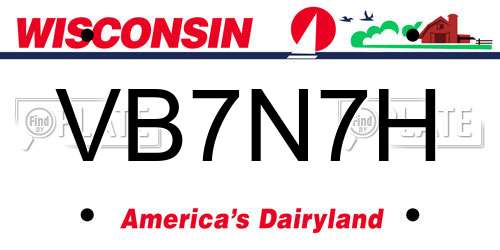 VB7N7H Wisconsin License Plate