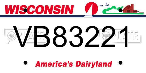 VB83221 Wisconsin License Plate