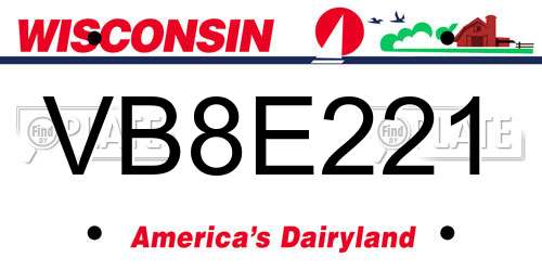 VB8E221 Wisconsin License Plate