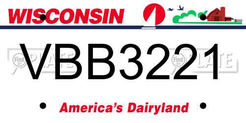 VBB3221 Wisconsin License Plate