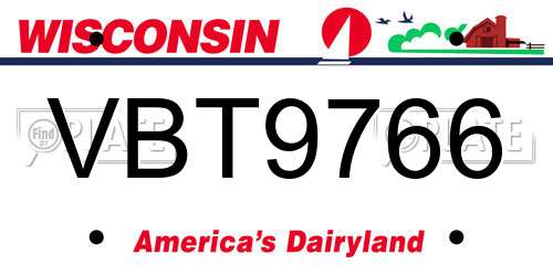 VBT9766 Wisconsin License Plate