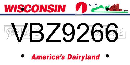 VBZ9266 Wisconsin License Plate