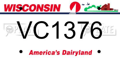 VC1376 Wisconsin License Plate