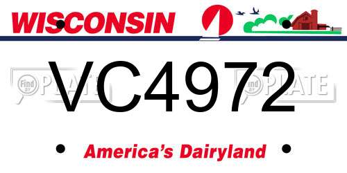 VC4972 Wisconsin License Plate