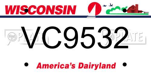 VC9532 Wisconsin License Plate