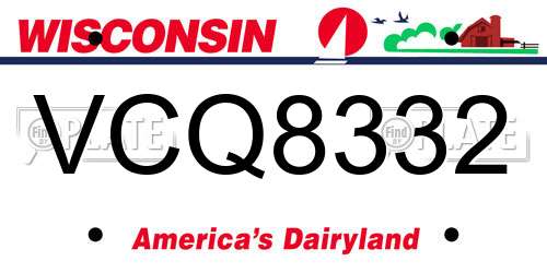 VCQ8332 Wisconsin License Plate