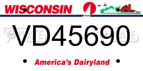 VD45690 Wisconsin License Plate
