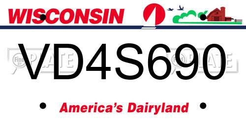 VD4S690 Wisconsin License Plate