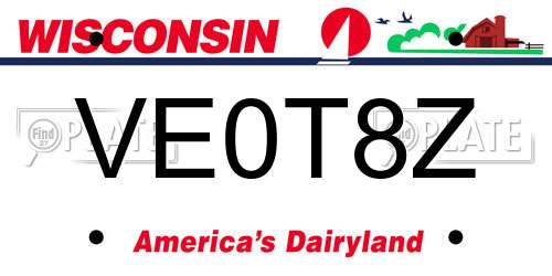 VE0T8Z Wisconsin License Plate