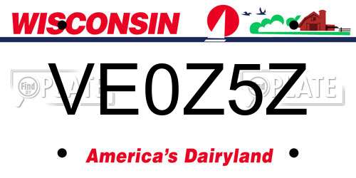 VE0Z5Z Wisconsin License Plate