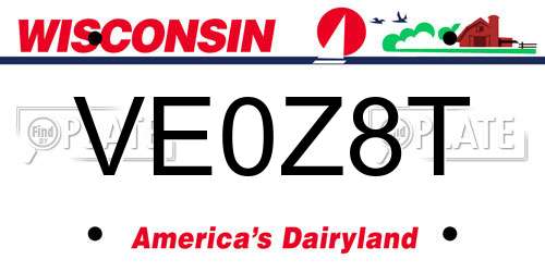 VE0Z8T Wisconsin License Plate