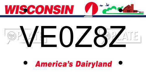 VE0Z8Z Wisconsin License Plate