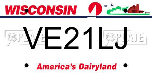 VE21LJ Wisconsin License Plate