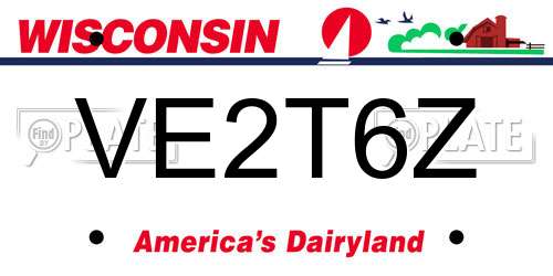 VE2T6Z Wisconsin License Plate