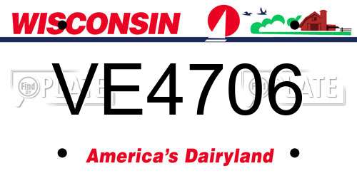VE4706 Wisconsin License Plate
