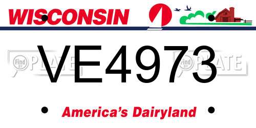 VE4973 Wisconsin License Plate