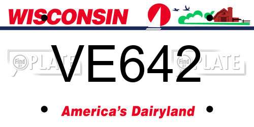 VE642 Wisconsin License Plate