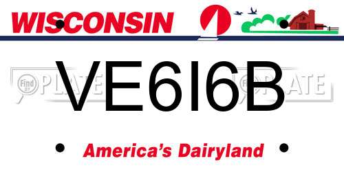 VE6I6B Wisconsin License Plate