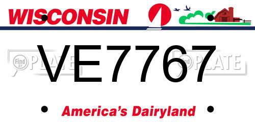 VE7767 Wisconsin License Plate