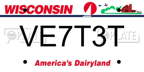 VE7T3T Wisconsin License Plate