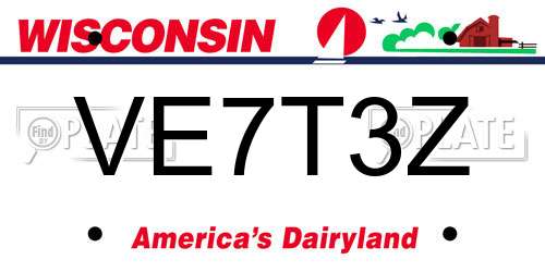 VE7T3Z Wisconsin License Plate