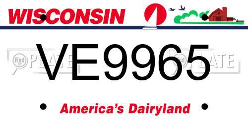 VE9965 Wisconsin License Plate