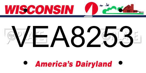 VEA8253 Wisconsin License Plate