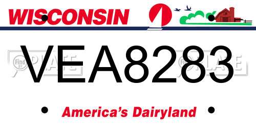 VEA8283 Wisconsin License Plate