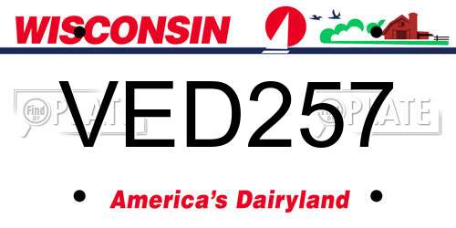 VED257 Wisconsin License Plate