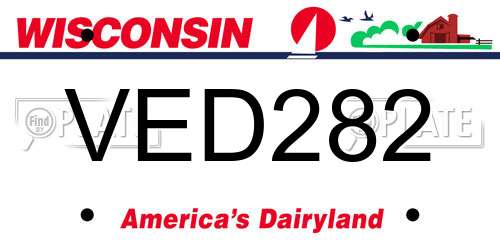 VED282 Wisconsin License Plate