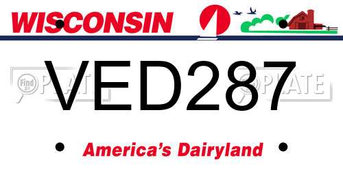 VED287 Wisconsin License Plate