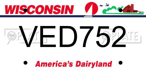 VED752 Wisconsin License Plate